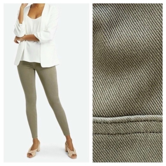 SPANX Ankle Olive Green Jeanish Denim Jeans Size Medium - Picture 1 of 8